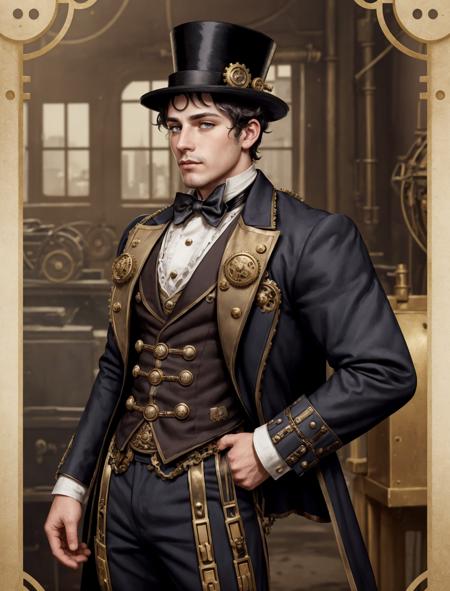 00100-2216175192-1boy, steampunk style, an urban steampunk city, buildings made of brass cogs and gears, tailcoat tuxedo and a top hat, front sid.png